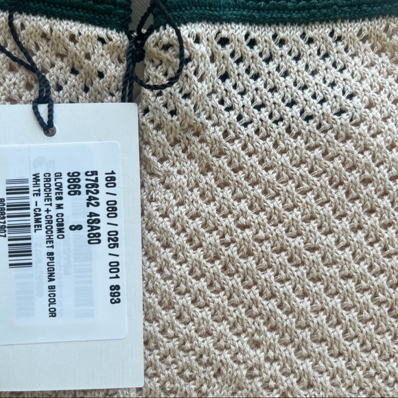 NEW GUCCI GLOVES CROCHET Fingerless Web Red Green - Picture 8 of 8